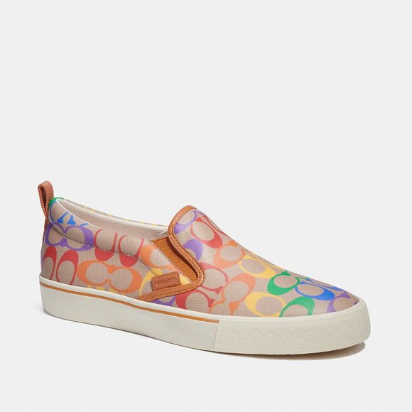 🌈 Coach Skate Slip On Sneaker In Rainbow Signature Canvas *Special Edition* - Picture 5 of 13